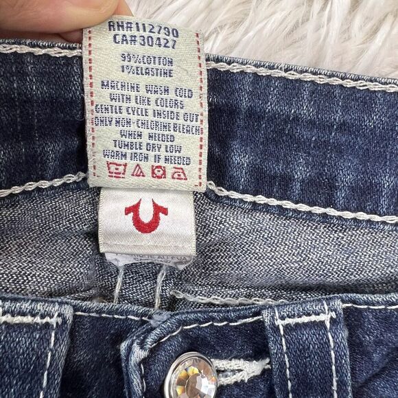 True Religion‎ Becky Women's Jeans Denim Flap Pocket White Boot Cut size 27 USA - Picture 9 of 16